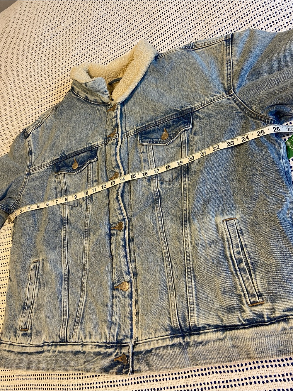 Gap Classic Denim Sherpa-Lined Trucker Jacket acid Wash Size XL unisex new - Picture 13 of 13